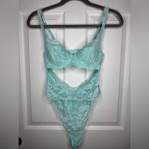 Victoria's Secret Mint Lace Teddy